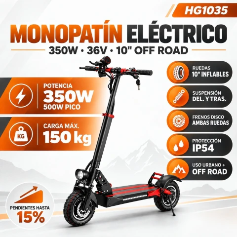 MONOPATIN ELECTRICO 350W 36V RUEDA 10" OFF ROAD