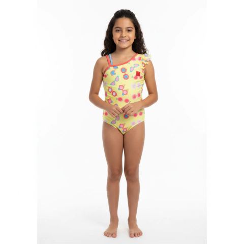 Maio Amarelo Óculos Fashion Infantil Menina | 90% Poliéster e 10% Elastano