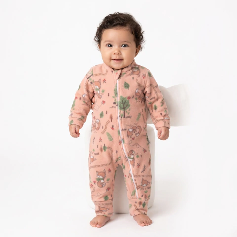 Macacão Infantil Bebê Menina Estampas | Plush Soft com Zíper