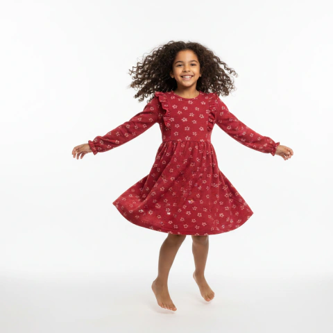 Vestido Infantil Menina Manga Longa Floral | Molecotton Felpado