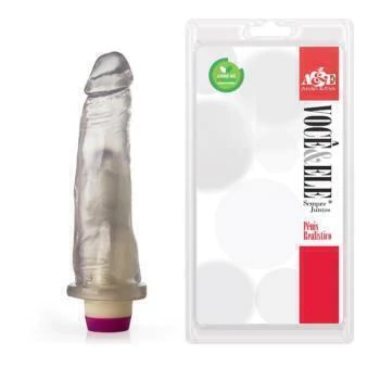 PRÓTESE ADÃO 17T TRANSLÚCIDA COM VIBRADOR 18,5X4,5CM