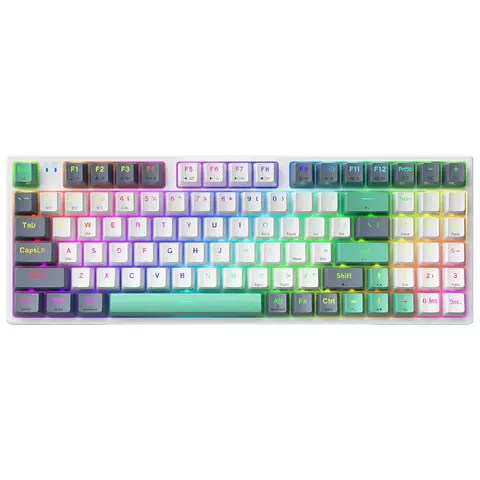 Teclado Mecânico Gamer Machenike K500-B94, RGB, Switch Huano Blue, Cinza - MAC-K500-B94GR-WW