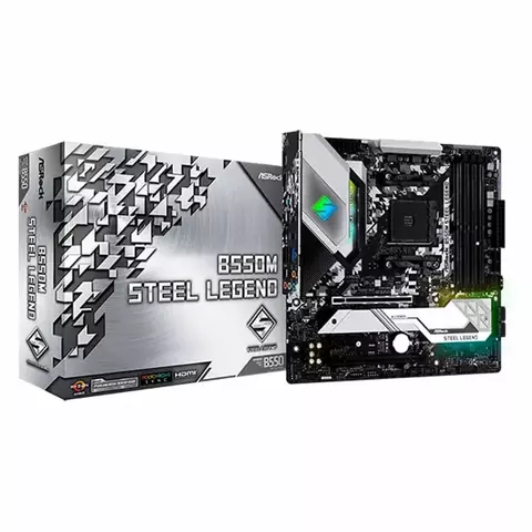 Placa-Mãe ASRock B550M Steel Legend, AMD AM4, Micro ATX, DDR4, Preto - 90-MXBCU0-A0UAYZ - comprar online