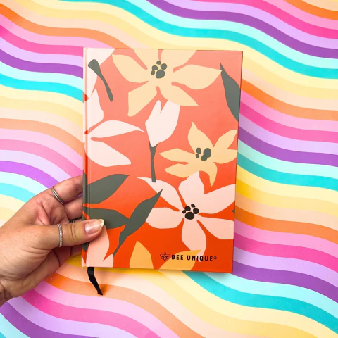 Caderno A5 Costurado Granade Bee Unique - Flor Laranja