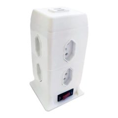 Super Torre de Tomada 2 USB + 8 Tomadas 10A com Cabo 1,20m