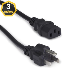 Cabo de Força Padrão Americano 3x2,50mm 3 Metros