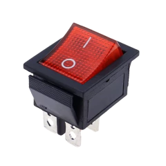 Chave Gangorra KCD2 4 Polos 2 Posições Iluminada Vermelha