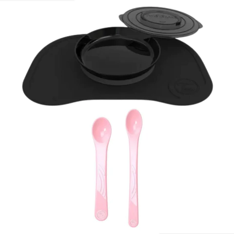 Combo Twistshake Jogo Americano com Prato Fixo + Jogo de 2 Colheres para Bebê Com Antiderrapante - comprar online