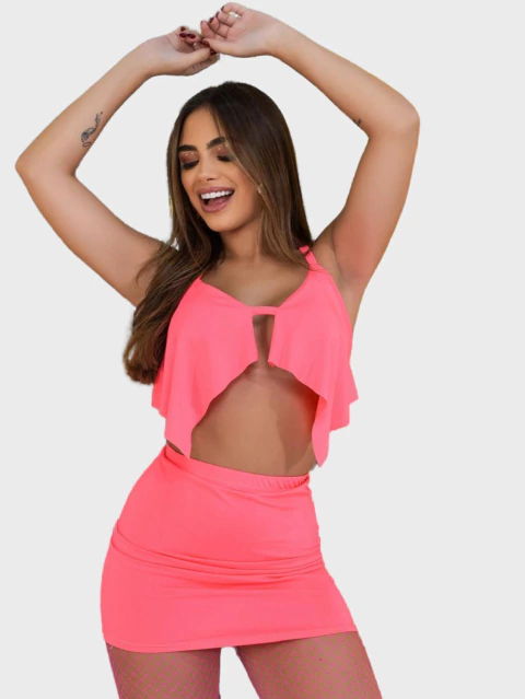 Conjunto Top Franja e Saia Curta Suplex - comprar online