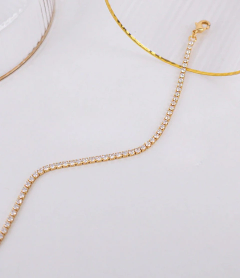 Choker Riviera Mia Cristal Banho de Ouro 18k