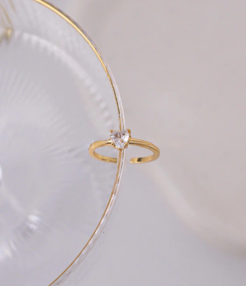 Anel Mini Coração Regulável Banho de Ouro 18k