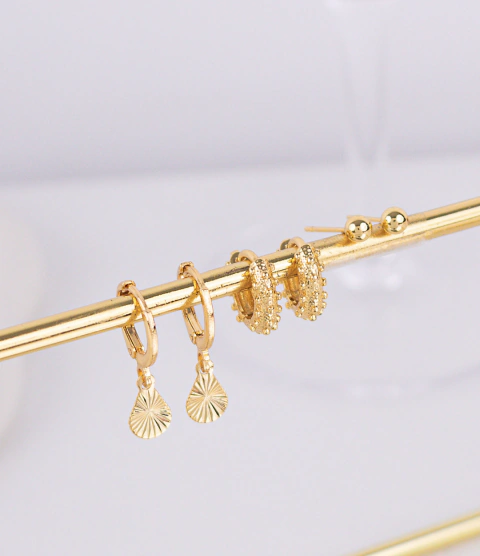 Kit Brinco Trio Argolinhas Lyra Banho de Ouro 18k