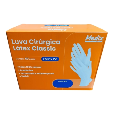 Caixa Luva Estéril Medix Descartável para Procedimentos Cirúrgicos