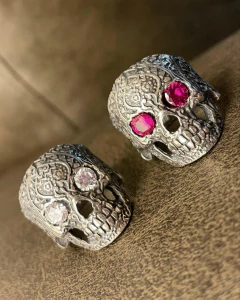 Calaca Mexicana con piedras en los ojos PLATA 925 - tienda online