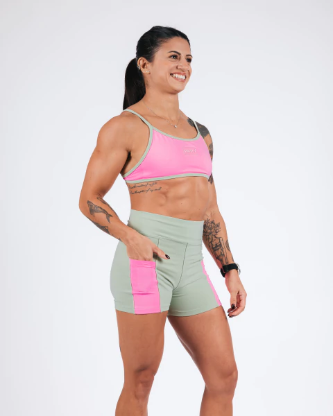 SHORTS RUN ROSA E VERDE