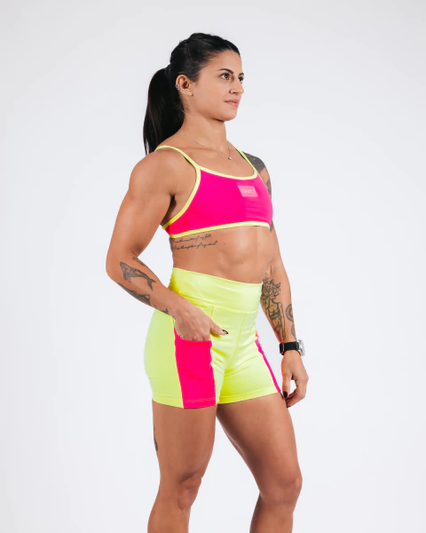 SHORTS RUN PINK E AMARELO