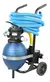 Equipo filtrante portátil Pearl con bomba y filtro para piscinas de hasta 40.000 litros montado en carro con manguera azul enrollada