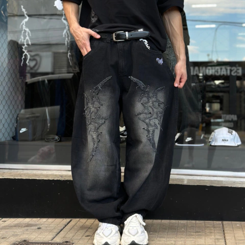 CALÇA BAGGY JEANS TRIBAL - BLACK STONE
