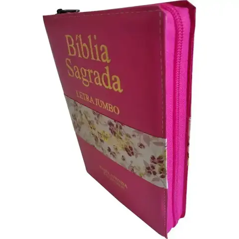 Bíblia Letra Jumbo | Harpa Avivada e Corinhos | RC | Zíper | Bicolor Pink e Floral