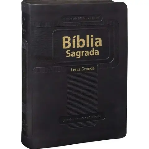 Biblia Sagrada Com Letra Grande Com Beiras Douradas Capa Preta Emborrachada RA