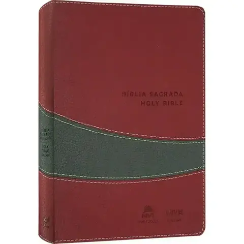 Biblia Sagrada NVI Portugues-Ingles Vinho/Cinza