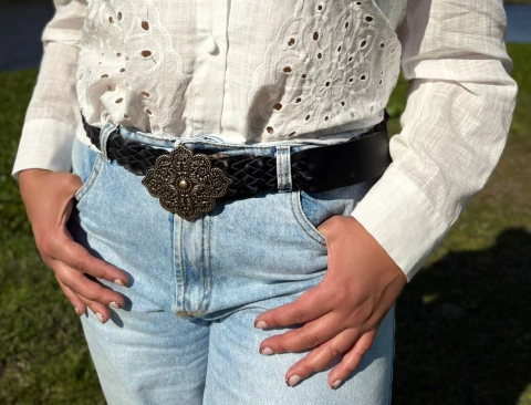 Chapon trenzado flor rombo dorada