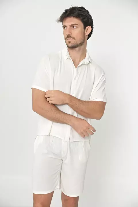 Camisa LINO MAO Manga Corta Blanca