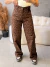 Calça wide leg onça marrom
