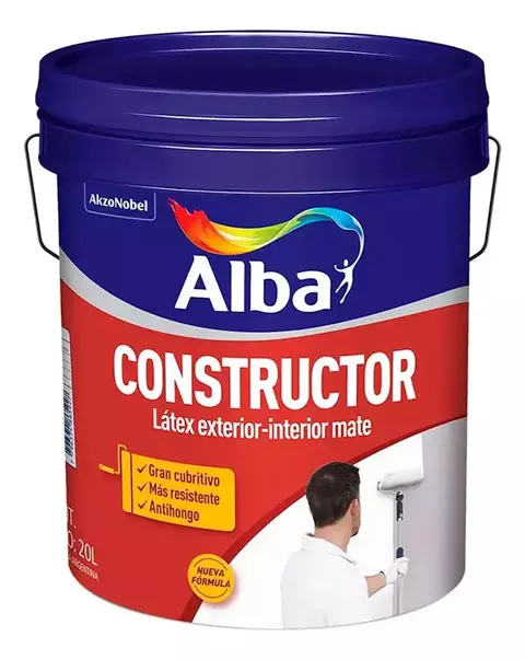 ALBA CONSTRUCTOR LATEX INTERIOR - EXTERIOR BLANCO MATE X 20 LT - - comprar online