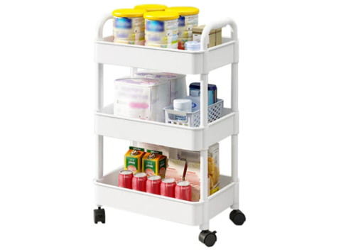 Carrito Organizador Auxiliar Multiuso Cocina 3 Estantes Ruedas Blanco - comprar online