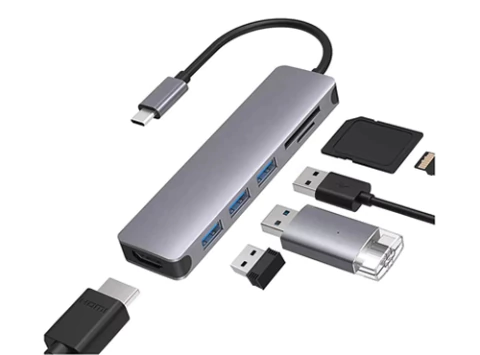 Hub Usb C 6 En 1 Hdmi 4k, Usb 2.0, 3.0, Sd, Mac Pc Android Aluminio - comprar online
