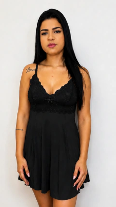 CAMISOLA AD RENDA LUXO- PRETO
