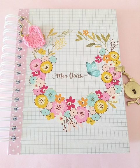 Diário com cadeado- Flores