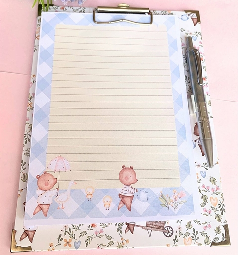 Prancheta A5 + Bloco -Ursinhos