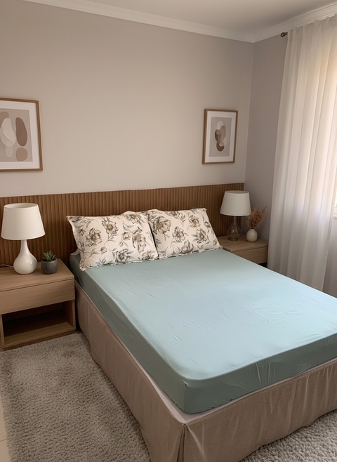 Jogo de cama em Malha 100% Algodão - Floral Envelhecido Verde Chá