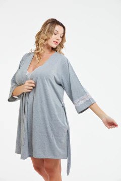 Combo Maternal Camisón Antonella + Bata Fiorella - tienda online