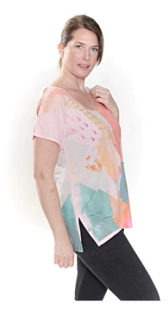 Remera Sublimada Manga Corta Mujer Talles Grandes Nouvelle - tienda online