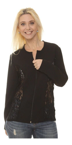 Campera Con Cierre Y Encaje Mujer Invierno 2907