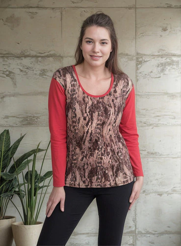 Remera Manga Larga De Modal Mujer Estampada Art 3513