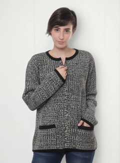 Campera Tejida Con Cierre Talles Grandes Mujer Abrigado 3403 - Nouvelle factory