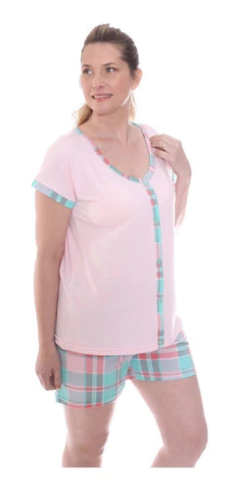 Pijama De Dama Verano Manga Corta Abotonado Art 824 Local - tienda online