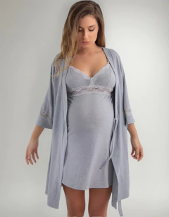 Combo Maternal Camisón Antonella + Bata Fiorella - Nouvelle factory