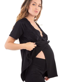 Pijama Maternal De Modal Remera Cruzada Y Faja Jazmin - tienda online