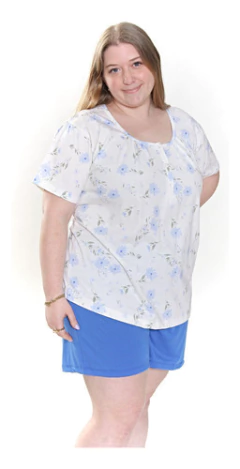 Pijama De Verano Manga Corta Mujer Abotonado Art 824 - tienda online