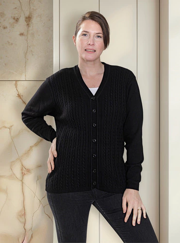 Cardigan Saco Tejido Con Botones Mujer Hilado Premium