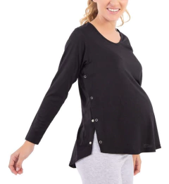 Remera Maternal Manga Larga Embarazo Con Broches Laterales - comprar online