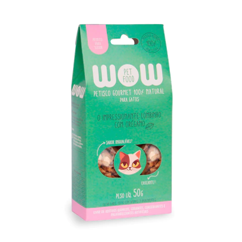 Petisco Wow Pet Food Gourmet para Gatos Sabor Lombinho com Orégano 50 g