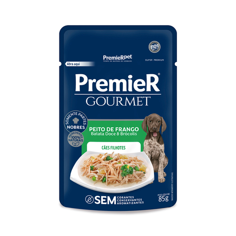 Ração Úmida Premier Gourmet pra Cães Filhotes Sabor Frango 85 g