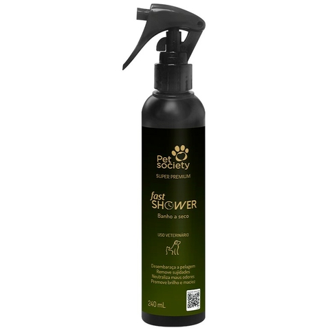 Banho a Seco Pet Society Fast Shower para Cães e Gatos 240 ml