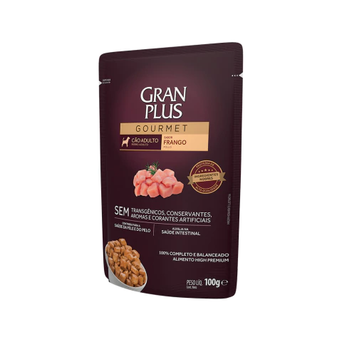 Ração Úmida GranPlus Gourmet para Cães Adultos Sabor Frango 100 g
